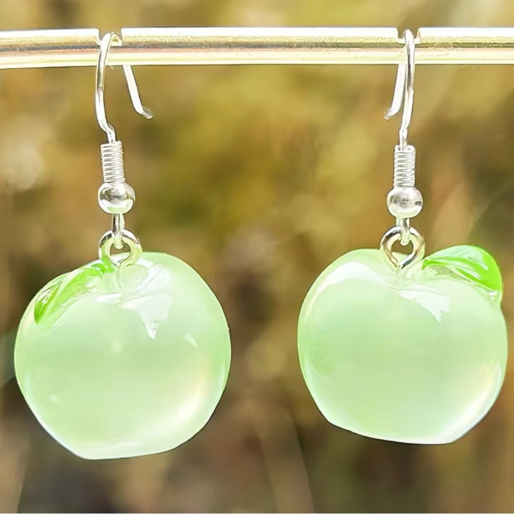 Green Apple Drop Earrings - Women Jewelry